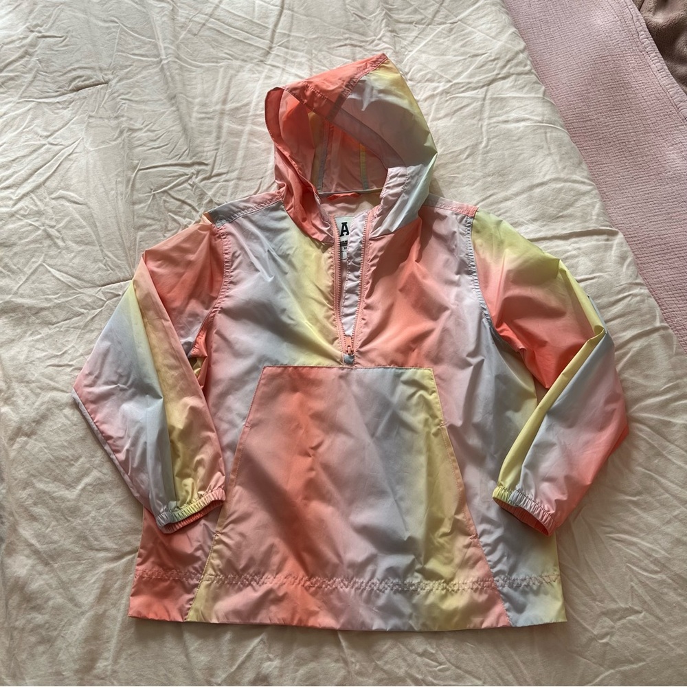 Kid’s Gap Ombré Rainbow Gradient Multicolor Anorak Hoodie Pullover Jacket XL - Picture 3 of 5